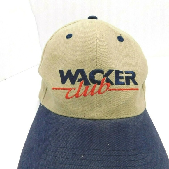 Wacker Club Michigan Hotel Hat Cap Strapback Tan Navy Blue Bill - Picture 2 of 8
